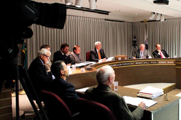 Pullman City Council members discuss marijuana retail licences at City Hall Tuesday, Sept. 24, 2013