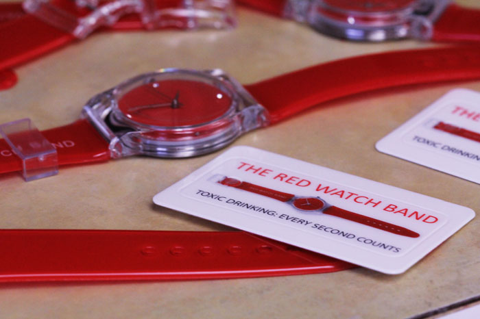 Watches are prepared for the Red Watch Band ceremony in the Health Promotion office, Tuesday, Oct. 29.