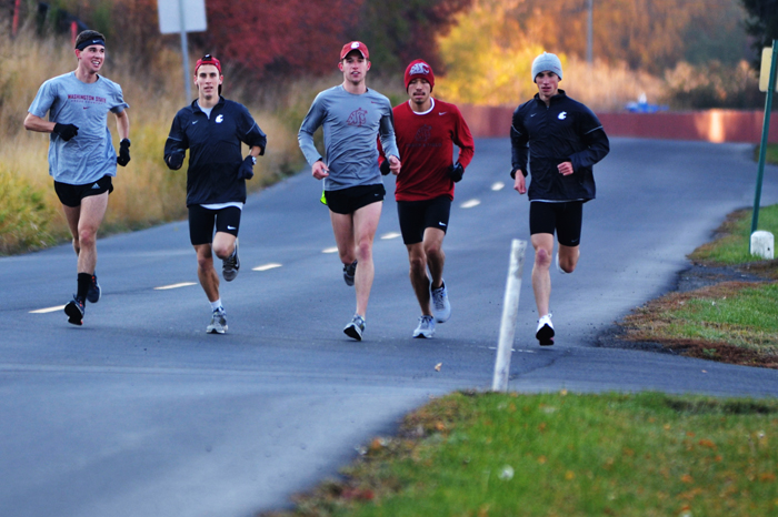 WSU mens cross country practice Tuesday morning, Oct. 22.