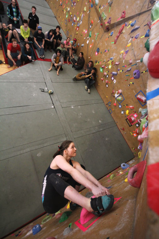 Cierra Graham examines her next move on the route.