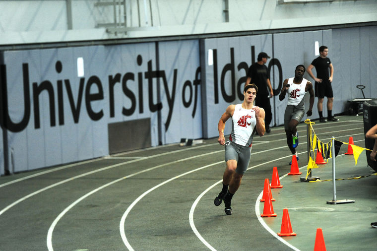 Redshirt junior Lucas Sealby competes in the 400-meter dash at the Vandal Open, Jan. 19, 2013.