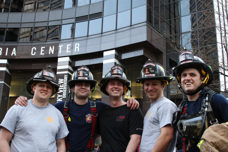 Pullman+Fire+Department+personnel+pose+for+a+photo+during+the+23rd+Annual+Scott+Firefighters+Stairclimb+in+the+Columbia+Center+Building%2C+Seattle%2C+March+9.