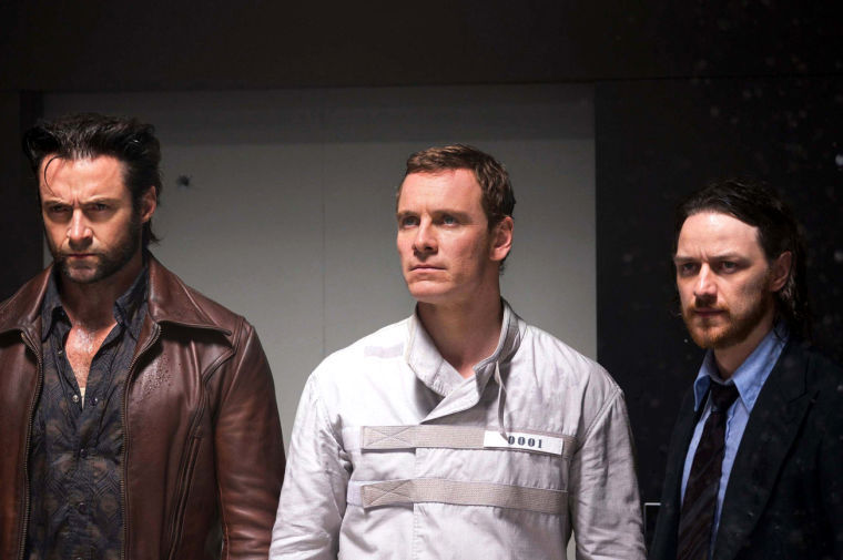 Hugh Jackman, from left, Michael Fassbender and James McAvoy star in X-Men: Days of Future Past.