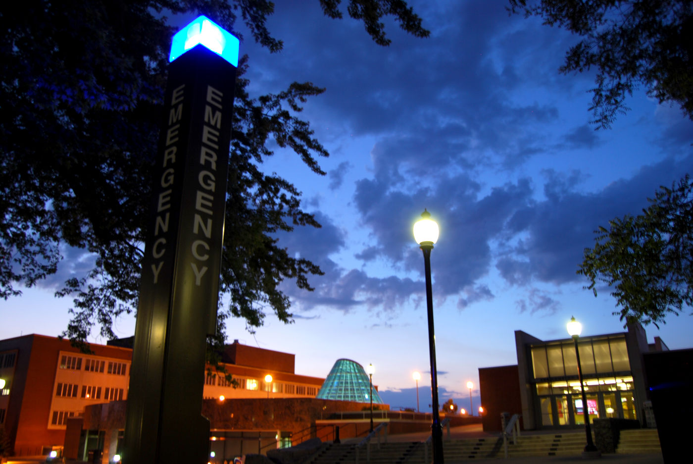 The+blue+light+towers+on+campus+provide+a+quick+way+to+alert+first+responders+during+emergency+situations.
