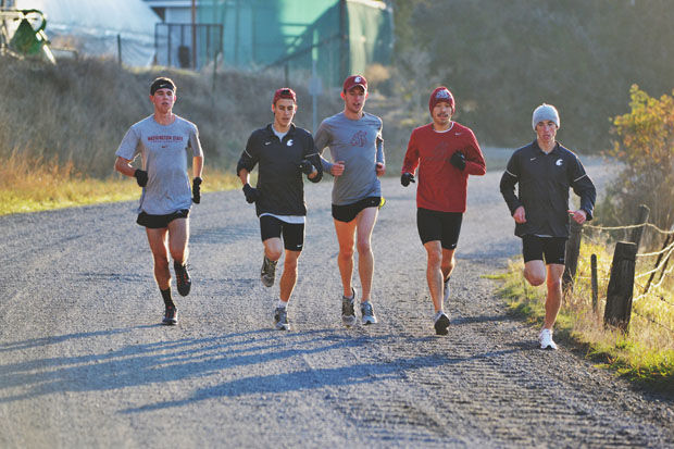 The WSU men’s cross country team runs on Brayton Rd, Oct. 22, 2013. The men’s and women’s team will compete in the Sundodger Invite this weekend.