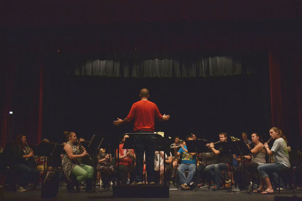WSU’s Symphonic Wind Ensemble prepares for its upcoming performance, Sunday Oct. 5, 2014.
