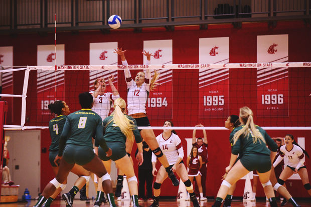 Senior Chelsey Bettinson hits the ball in Pullman, Nov. 9, 2014