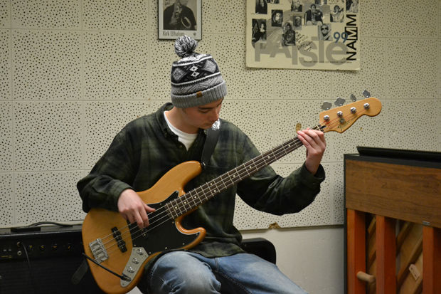 Clay Parkman, a WSU senior who is getting his bachelors in bass performance, practices for his senior recital on December 3, 2014. The performance will take place at 3:10 p.m. Friday in Kimbrough Hall.