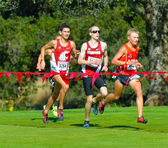 Sophomore Sam Levora races in the Stanford Invitational held in Stanford, Calif., Sept. 27, 2014.
