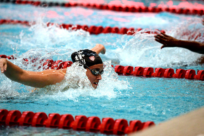 A+WSU+swimmer+performs+the+butterfly+during+a+meet+against+Stanford+in+Gibb+Pool%2C+Sept.+25%2C+2015.