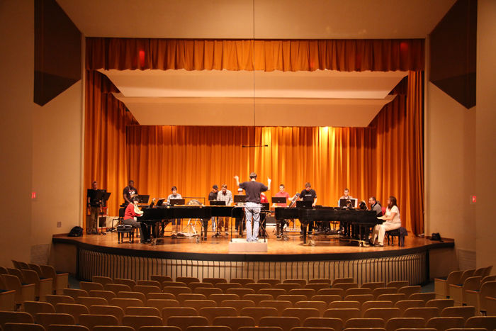 The WSU Percussion Ensemble rehearses on Oct. 21, 2014. The Percussion Ensemble has several performances throughout the year, featuring a variety of both classic and new music.