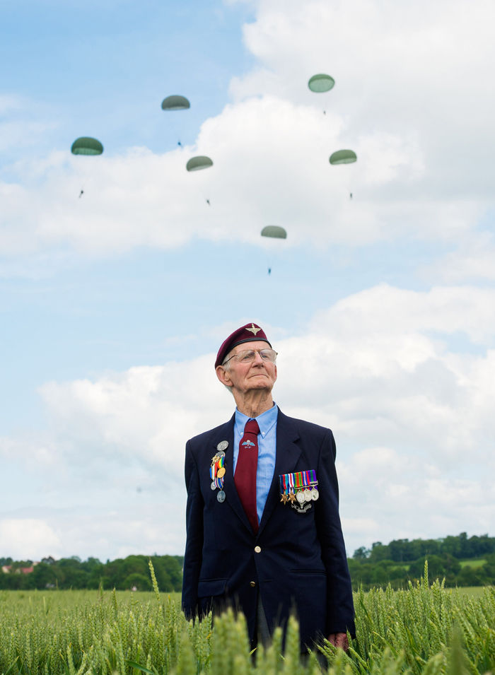 Members of the military risk much more than their lives and should be remembered and thanked for their service. Fred Glover, 88, a veteran of the 9th Para Battalion, waits to watch a parachute jump just outside Rainville during D-Day commemorations on June 5, 2014 in Ranville, France.