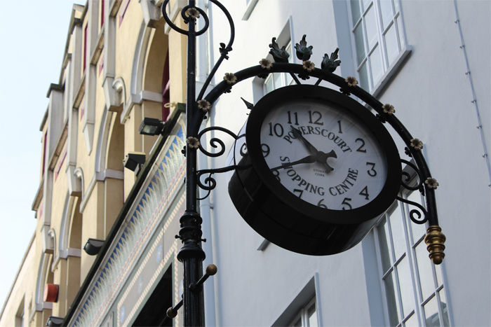 A clock in downtown Dublin.