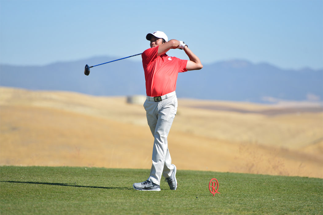 Senior Songpaiboon Bhurinat tees off during the Itani Quality Homes Collegiate at Palouse Ridge Golf Course on Sept. 28, 2015.