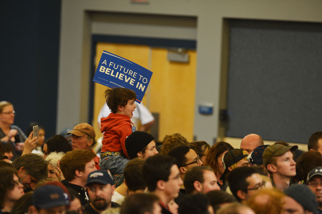 Supporters attend a rally for presidential candidate Bernie Sanders in Spokane on Sunday.  