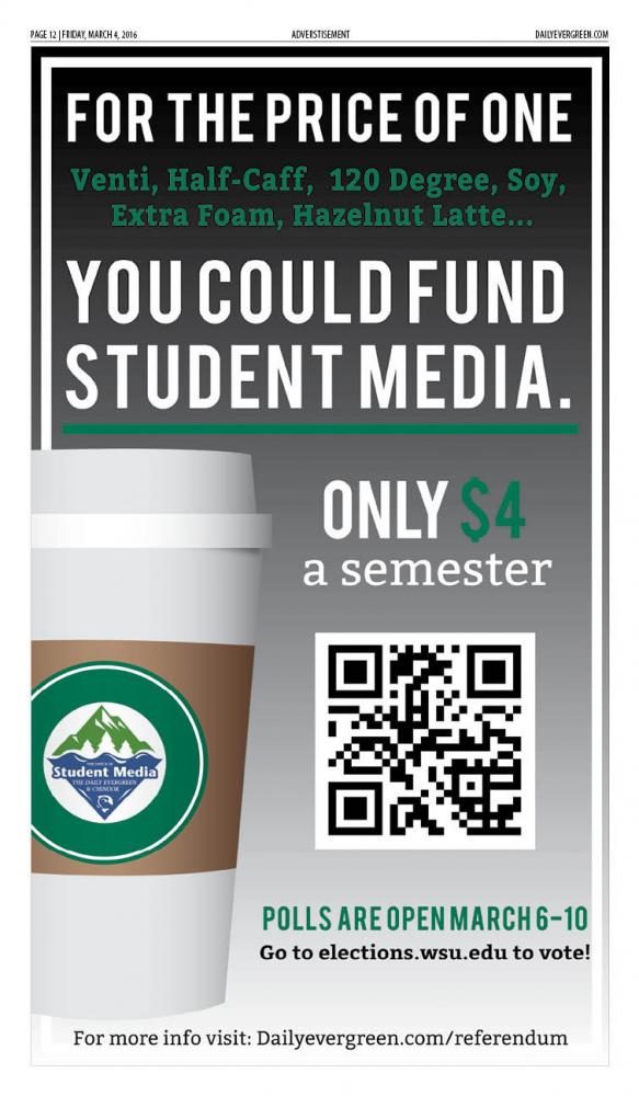 The advertisement contested by ASWSU members, which ran Thursday and Friday in the print editions of The Daily Evergreen.