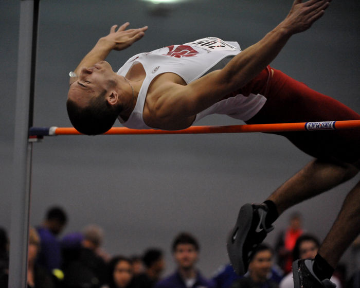 Junior+high-jumper+Cole+Smith+competes+in+his+event+during+the+WSU+Indoor+Open+on+Jan.+23.