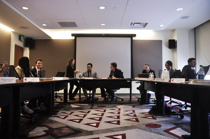 The ASWSU Senate at its meeting on Wednesday, during which it selected senators and other positions for next year’s ASWSU staff.