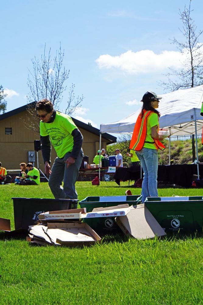 Volunteers gather garbage around Pullman’s streams during the city’s 12th annual cleanup event on Saturday.