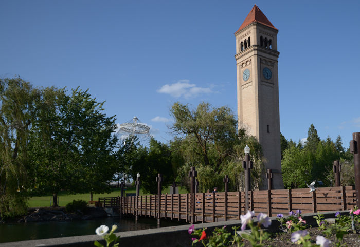 The Pavilion and Great Northern Clocktower in Riverfront Park in Spokane. 