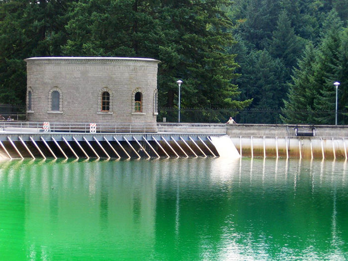 Reservoir 3 in Portland’s Washington Park. A study by WSU researchers shows that reservoirs are the source of about 1.3 percent of all greenhouse gas produced by humans. 