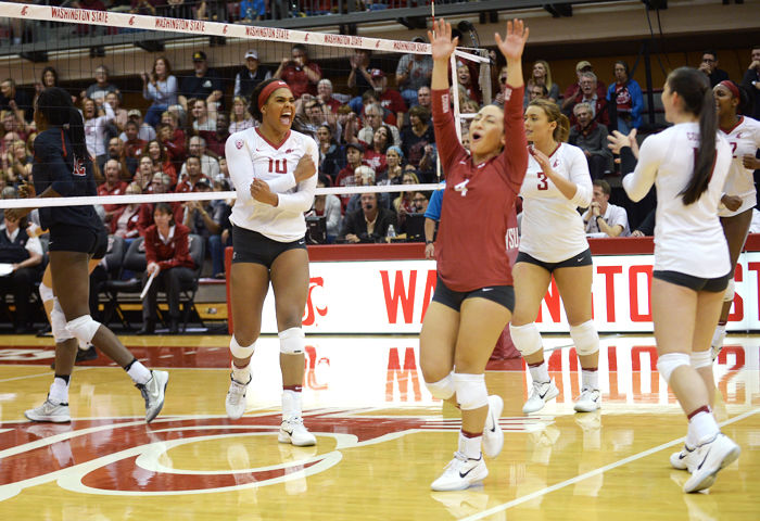 WSU middle blocker Taylor Mims had 13 kills and eight blocks in last Friday’s 3-2 win over No. 9 Stanford.