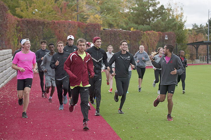 The WSU cross country team practices for their upcoming competitions.