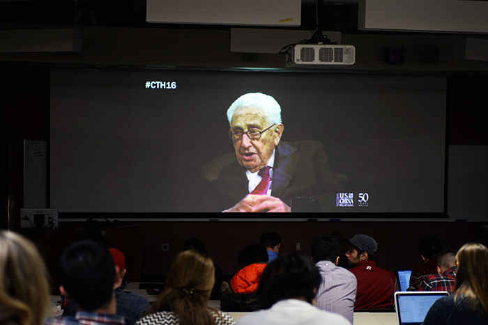 Henry Kissinger, former Secretary of State, spoke over livestream to WSU students on Tuesday, where he discussed America’s relationship with China.