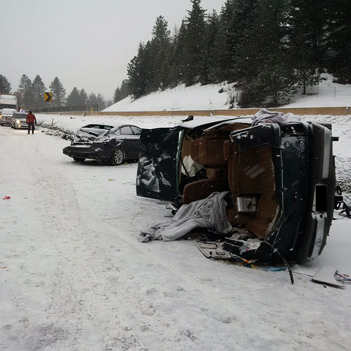 A nine-car pileup just west of Cle Elum left one WSU student dead and three injured.
