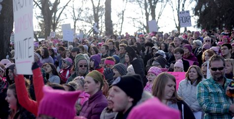 Crowds of people participated in the Woman’s March on Saturday in Moscow. Many of the participants wore bright pink clothes or accessories.