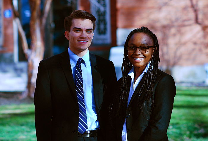 ASWSU presidential candidate Zachary Anders, left, and vice presidential candidate Kai Amos.