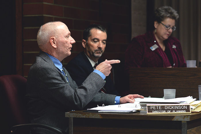 Director of Planning, Pete Dickinson explains a city code to the city council on Tuesday, Feb. 28.