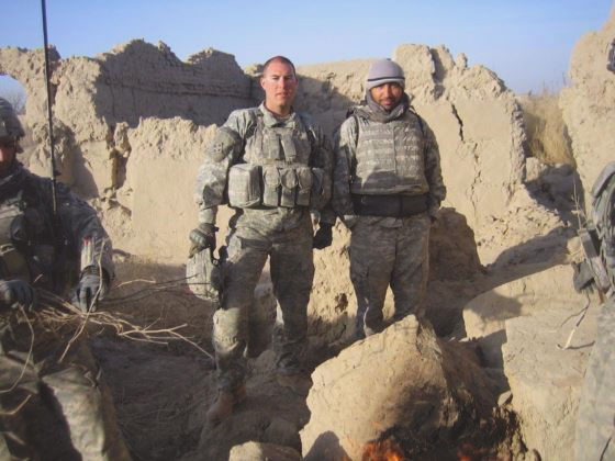 Spc. Richard Carson, left, was injured in Afghanistan by an IED on April 17, 2010. 