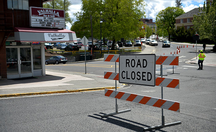 Cougar Way near Valhalla Bar & Grill and The Coug are closed today due to a road resurfacing project that may delay traffic for the next few months.