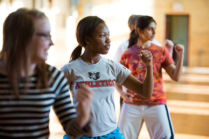 Students participate in a self-defense class at Roanoke College in Salem, Virginia. WSU does not currently offer self-defense classes at the UREC.