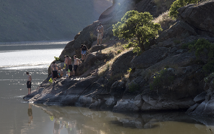 Although “the cliffs” is a popular swimming spot, park rangers warn of jumping dangers.