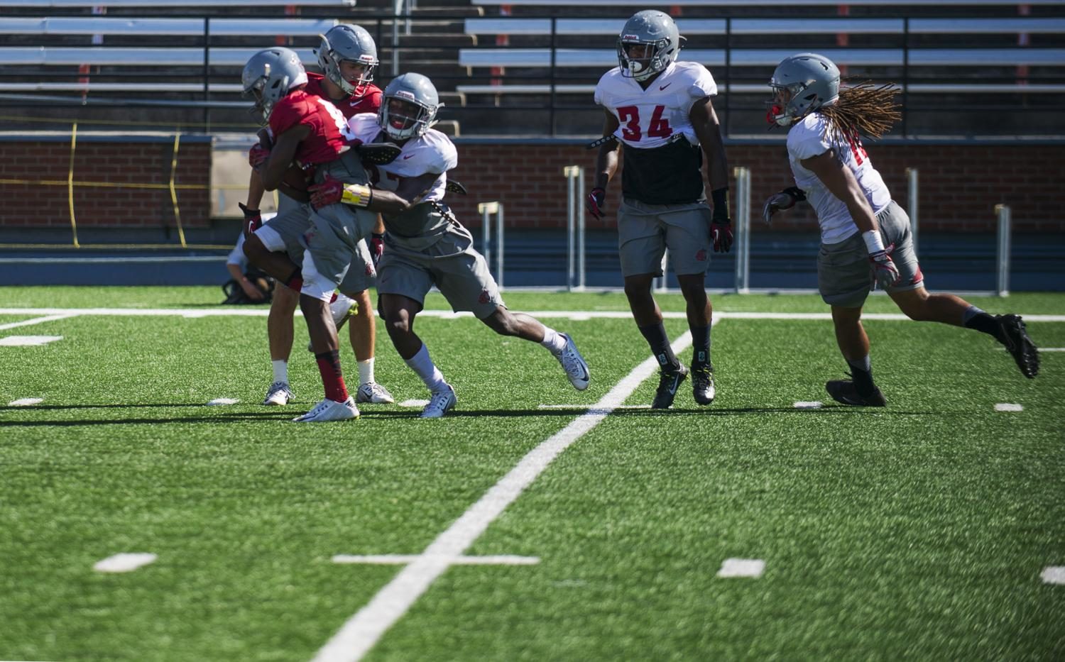WSU football kicks off practice Thursday. Athletes practice drills in anticipation for the long, competitive season. 