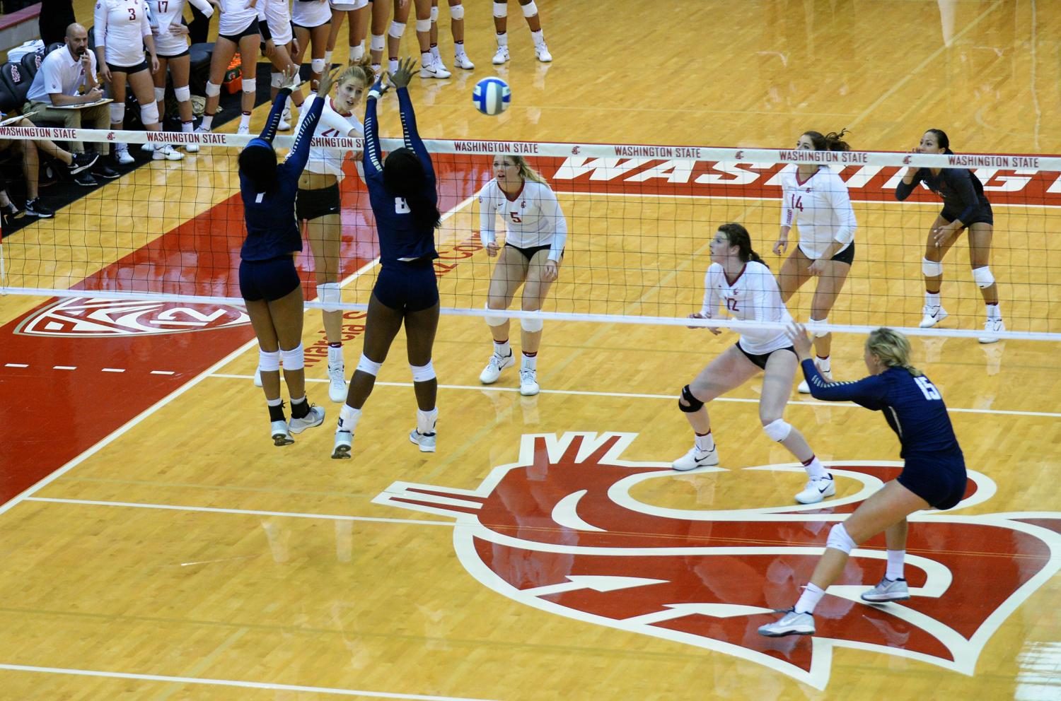 WSU Volleyball plays in a game against Maryland Eastern Shore on Sept. 9, 2016.