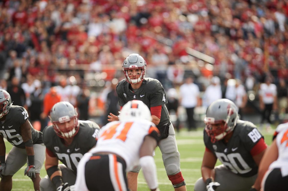Luke Falk calls a play during the game against OSU on September 16. 