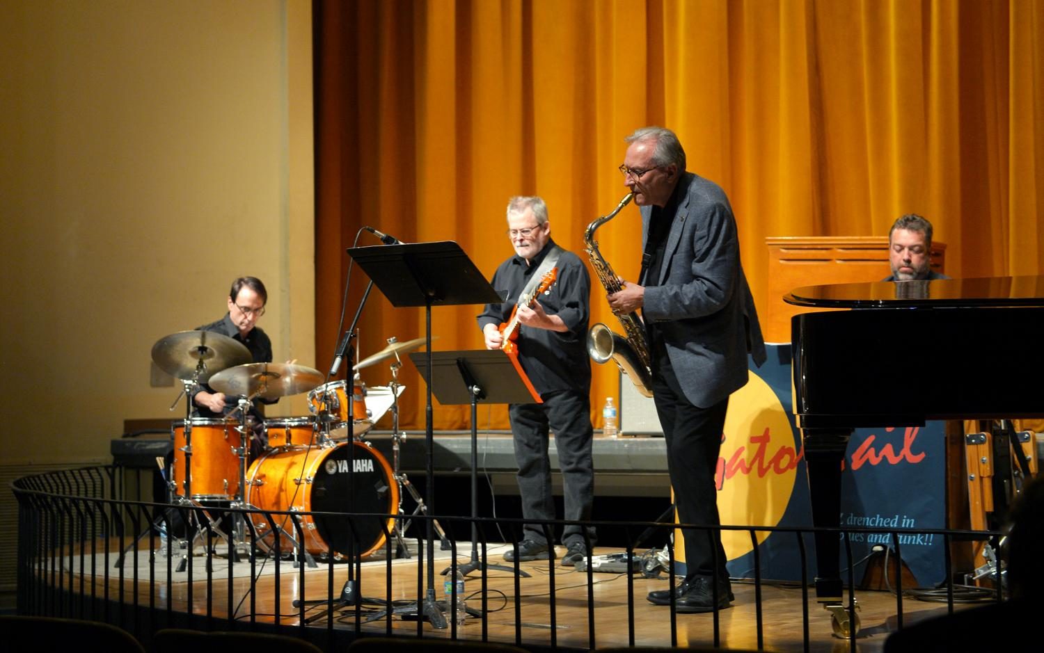 Members of the WSU School of Music faculty play in the jazz quartet, Gator Tail, during an artist series on Tuesday at Kimbrough Concert Hall.