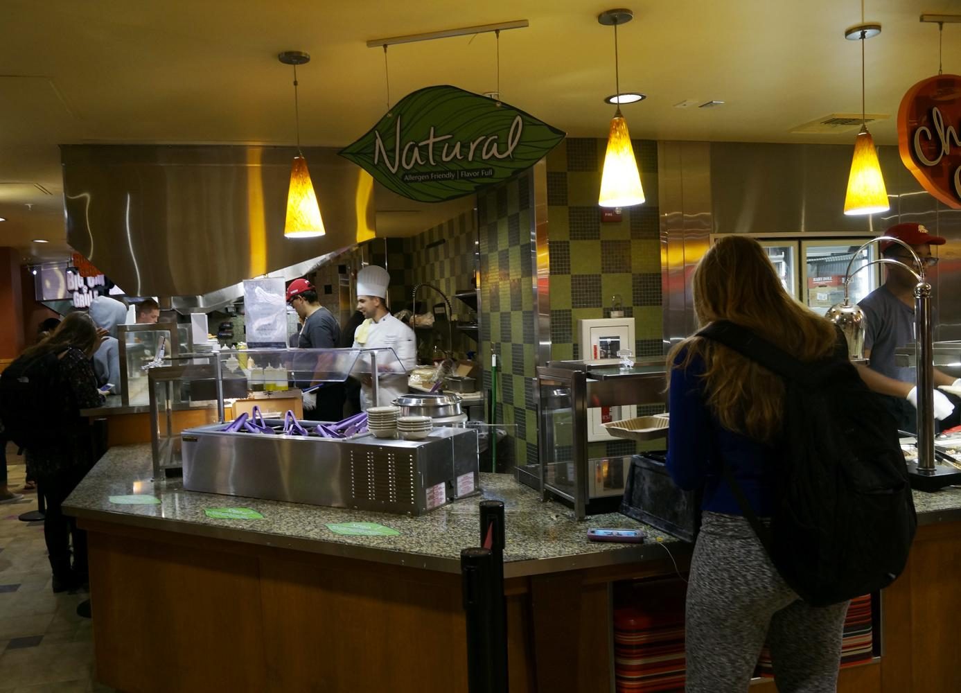 The dining halls label all food with the dietary differences to make choosing meals easy.