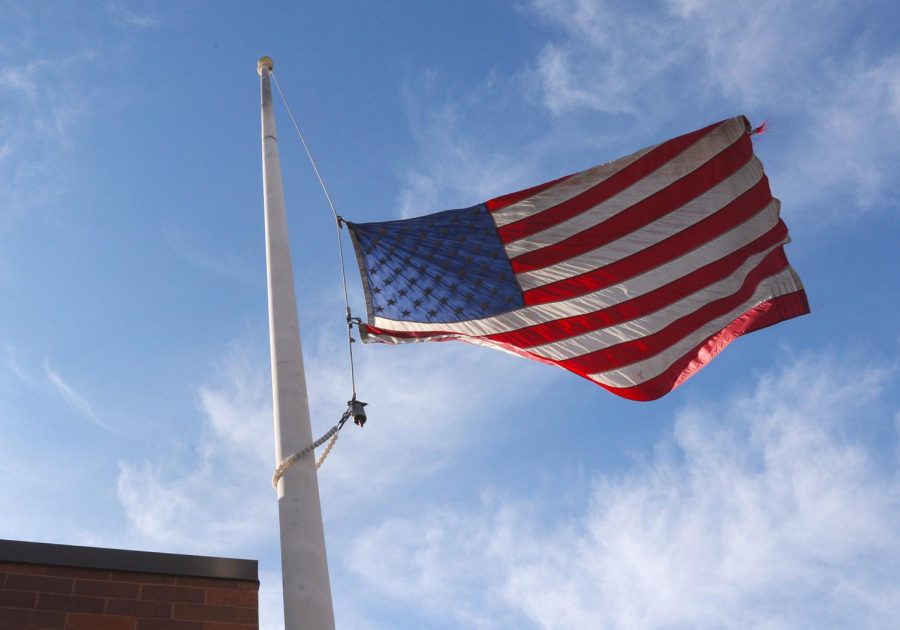 The Pullman public library displayed the American flag at half-staff in honor of an army soldier who was killed in Niger.