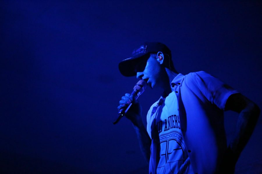 Blackbear, Matthew Musto, performs to a sold out crowd in the CUB Senior Ballroom on Thursday. 
The hip-hop artist sang his hit song “Do Re Mi,” along with others from his album “Digital Druglord.” Fluencie and Daym, a DJ and singer duo, opened for Blackbear.