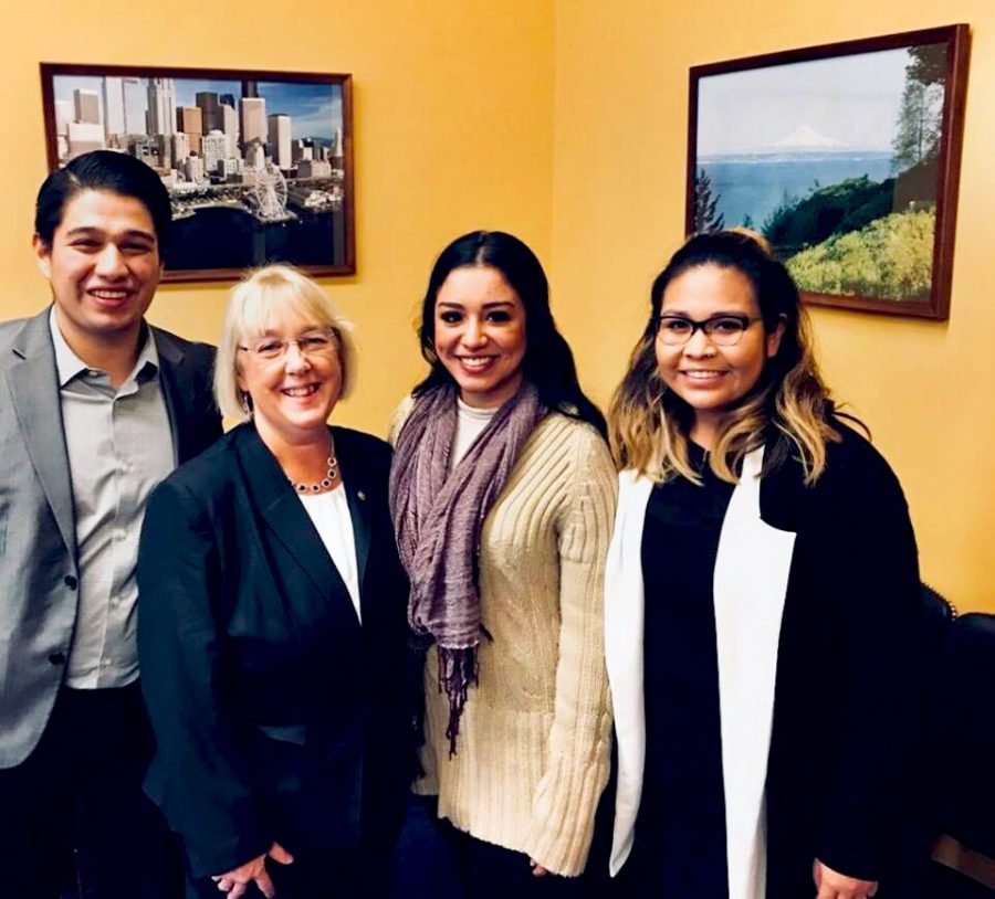 Cinthia Vazquez, and Maria Yepez, co-chair of the Crimson group, met with U.S. Senator Patty Murray and Paul Quinonez Figueroa, from the Washington Dream Coalition, during their trip to D.C. for the National Day of Action this summer.  
