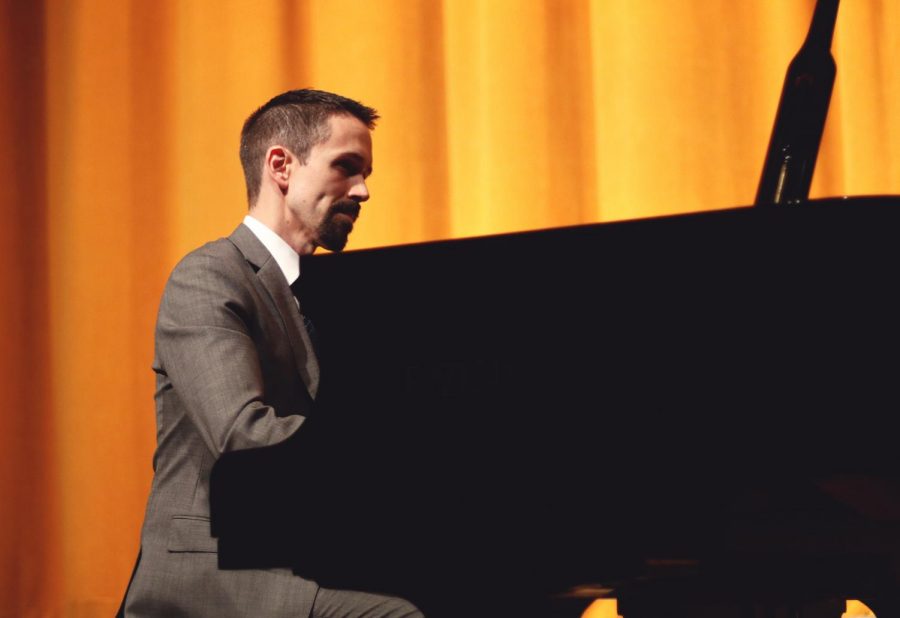 Michael Seregow performs pieces from Beethoven and Debussy Tuesday night at Kimbrough Hall.