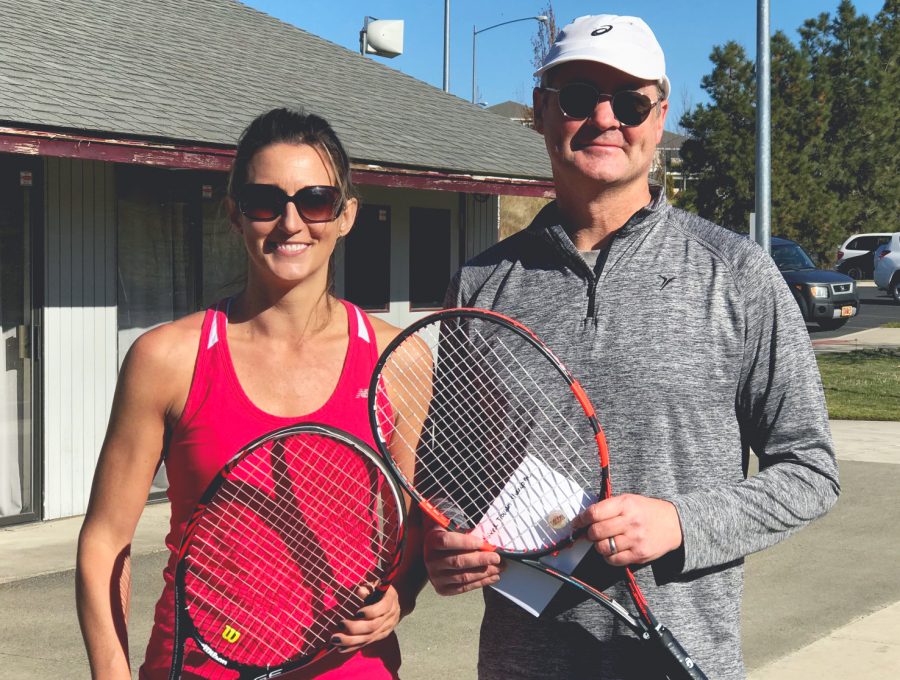 Amy Rogers, left, and Trevor Bond were champions in the mixed doubles category.
