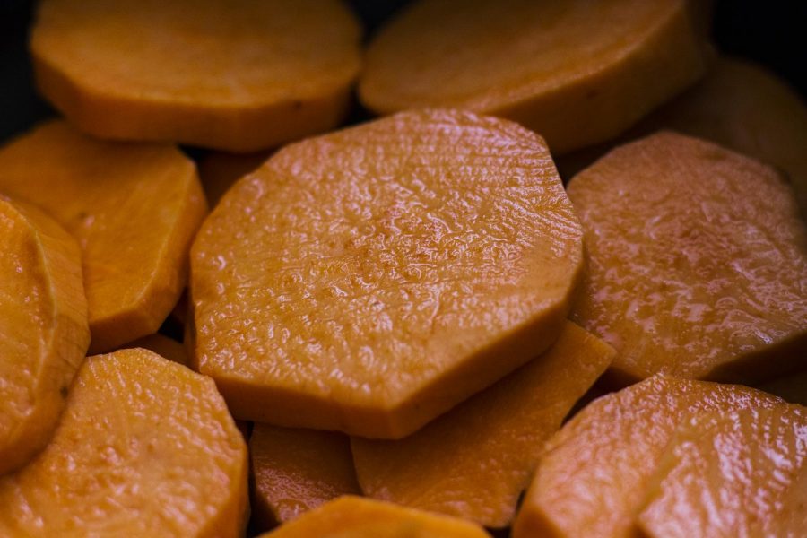 Sweet potatoes are a rich source of fiber and contain nearly no fat. 