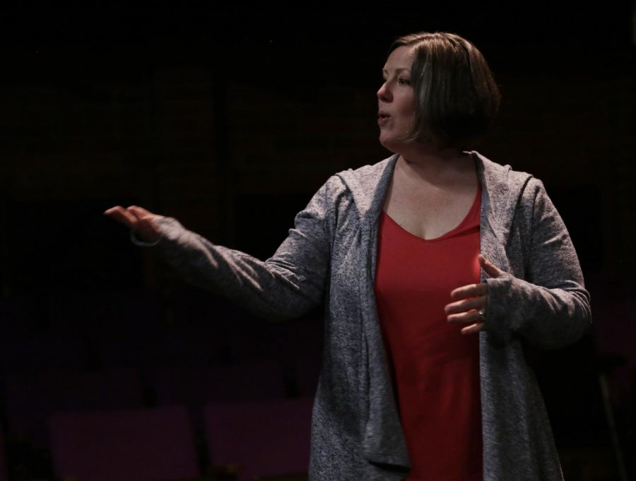 Mary Trotter instructs students Tuesday afternoon in Wadleigh Theatre.