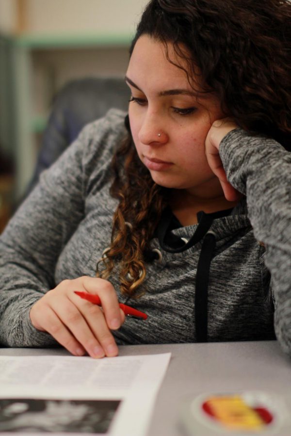 Then Editor-in-Chief Gabriella Ramos edits the paper during the last night of production for the fall 2018 semester.
