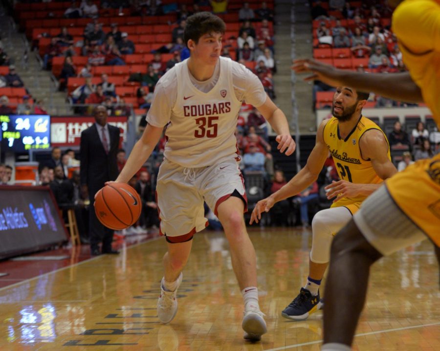 Carter Skaggs plays in a game against the California Golden Bears Jan. 13 at the Beasley Coliseum.